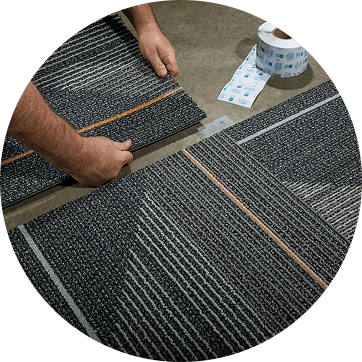 Peel and stick carpet tiles installation