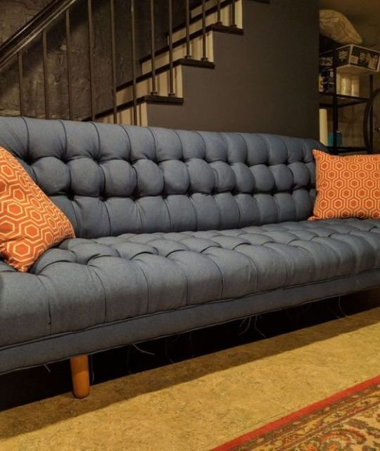 Cushioned sofa upholstery