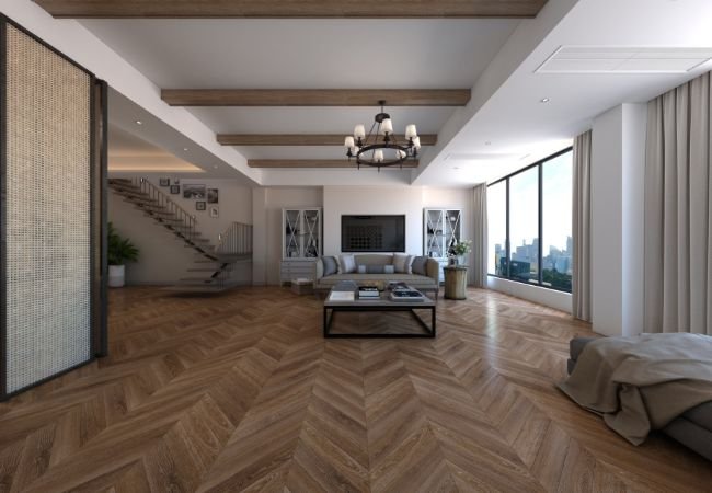Luxury Living Room Chevron Flooring