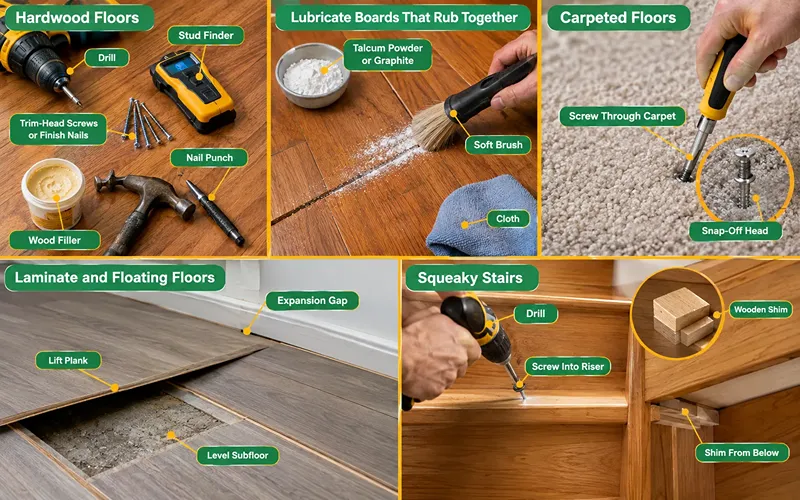 How to Fix Squeaky Floors From Above