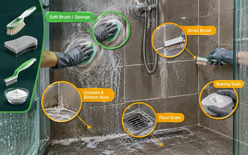 Scrub Away Dirt and Soap Scum