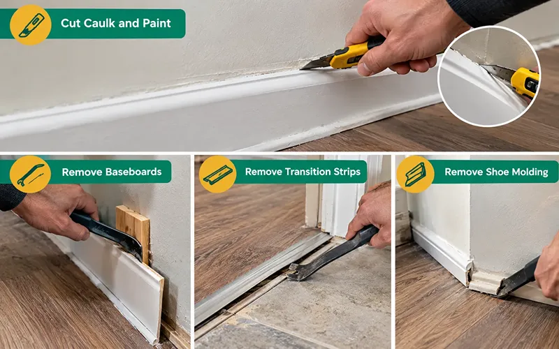 Step 1 Remove Baseboards, Trim, and Thresholds