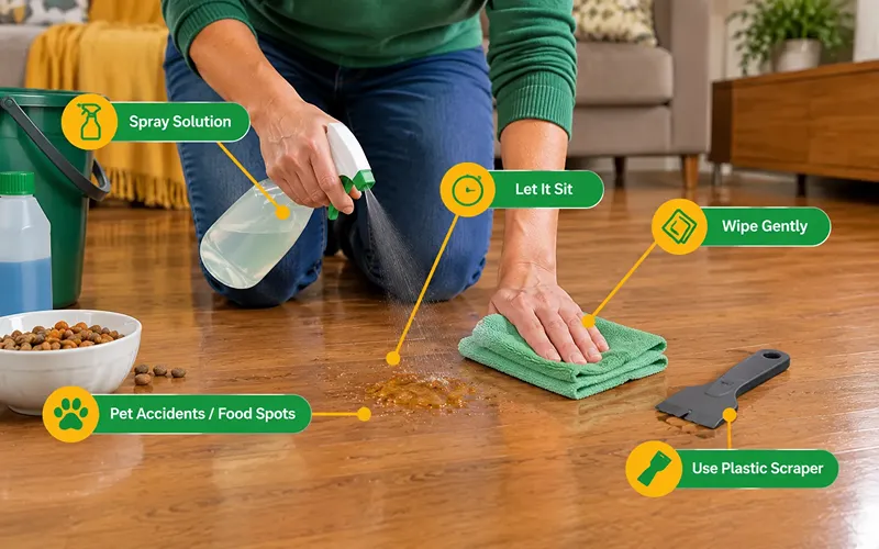 Step 5 Deal with sticky spots gently