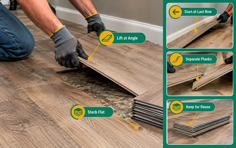 Step 6 Remove Click-Lock or Floating Planks
