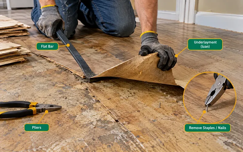 Step 7 Deal With the Underlayment